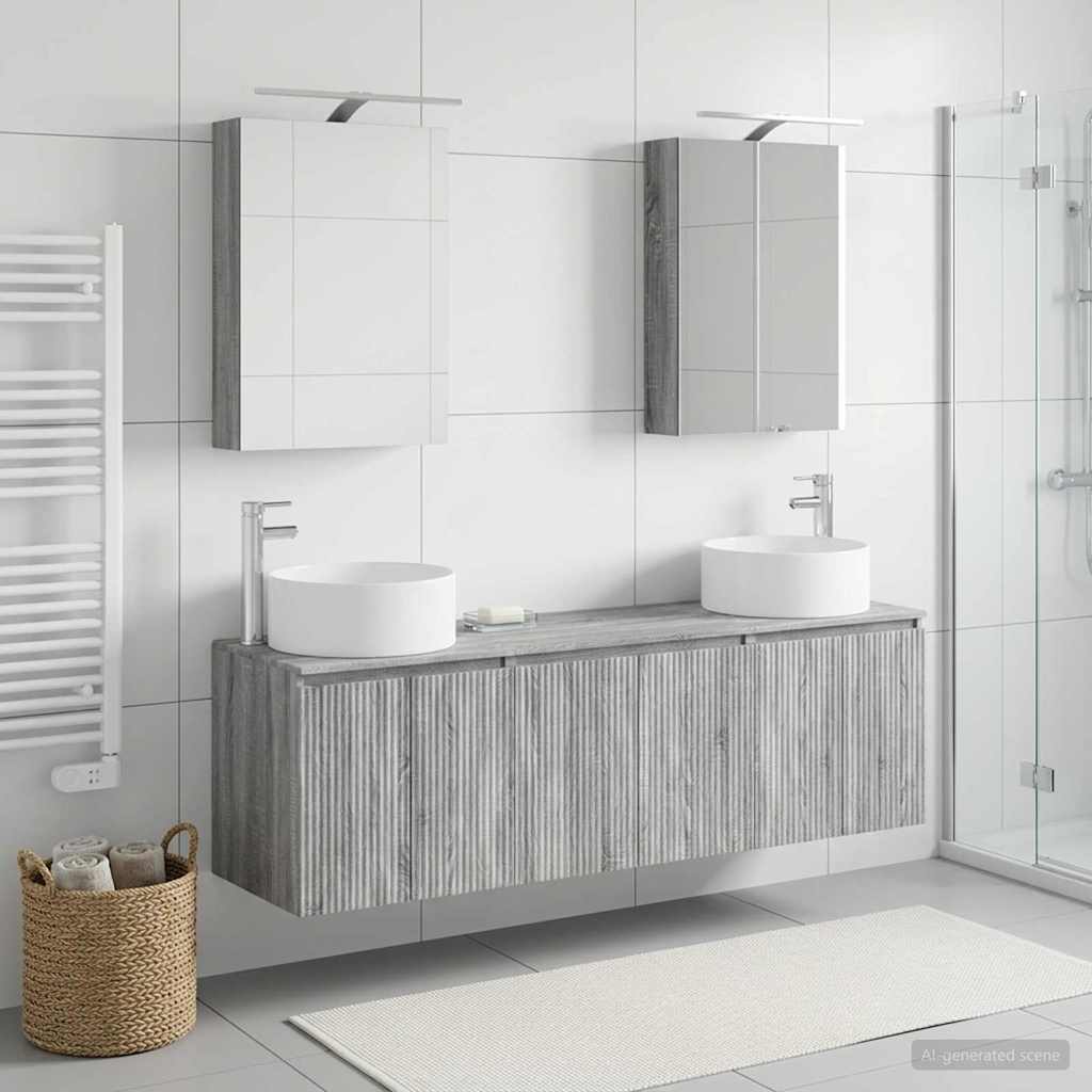 vidaXL Bathroom Cabinet Set 5 pcs Grey Sonoma Engineered Wood 1