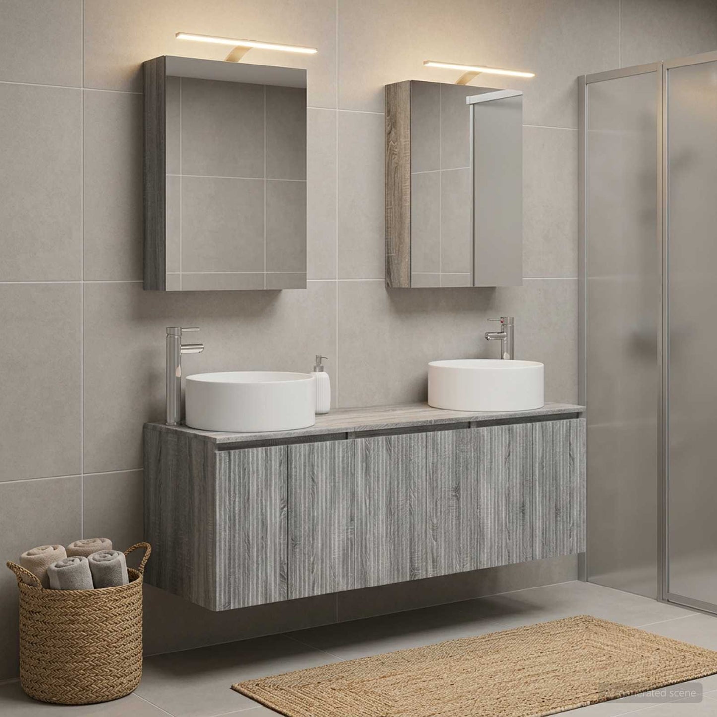 vidaXL Bathroom Cabinet Set 5 pcs Grey Sonoma Engineered Wood 4