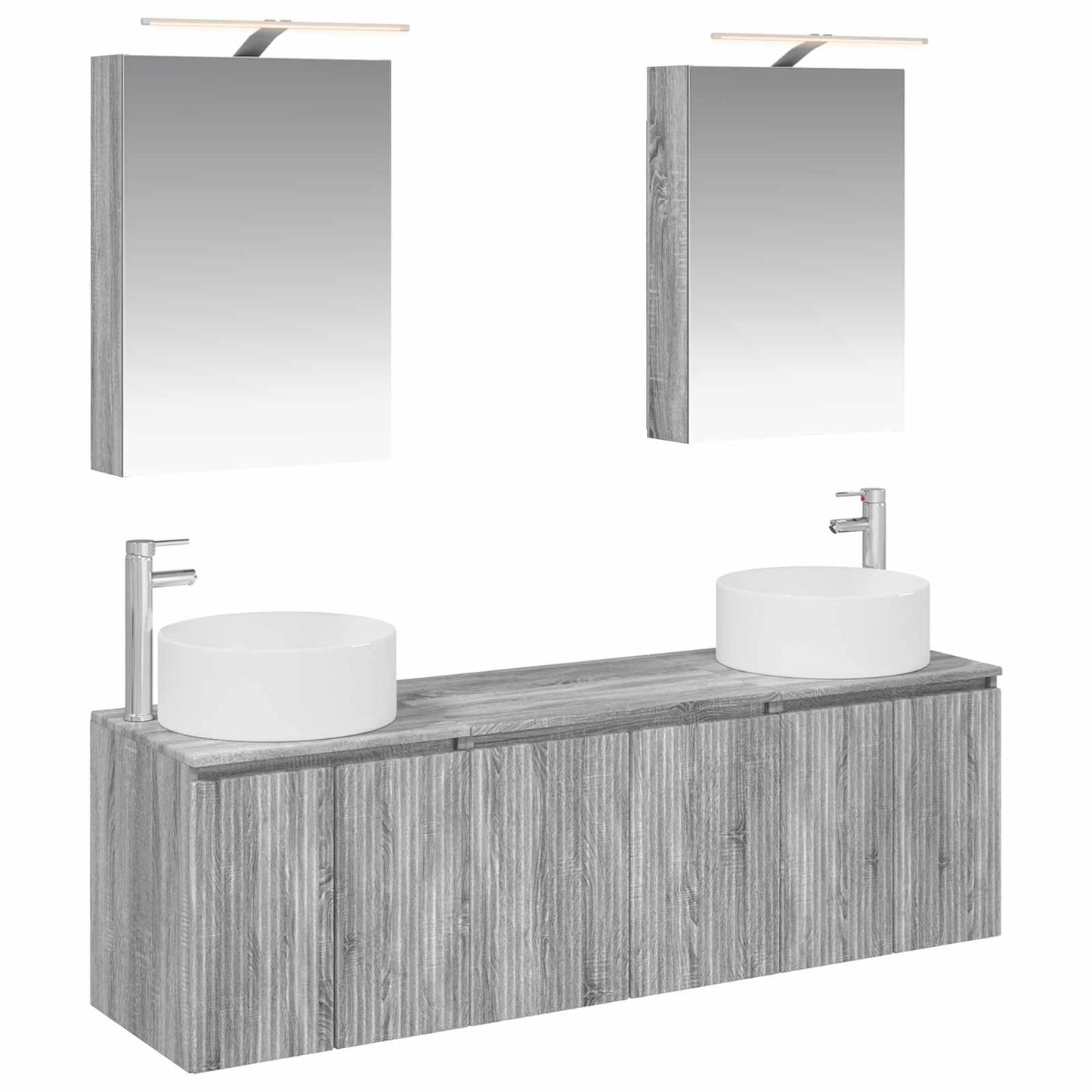 vidaXL Bathroom Cabinet Set 5 pcs Grey Sonoma Engineered Wood 2
