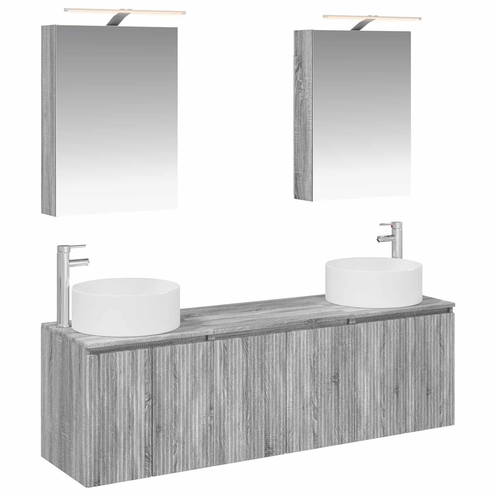 vidaXL Bathroom Cabinet Set 5 pcs Grey Sonoma Engineered Wood 2