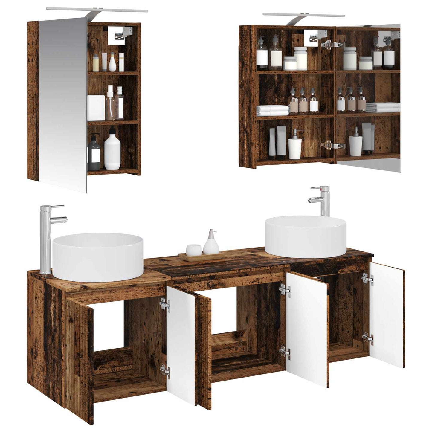 vidaXL Bathroom Cabinet Set 5 pcs Old Wood Engineered Wood 3