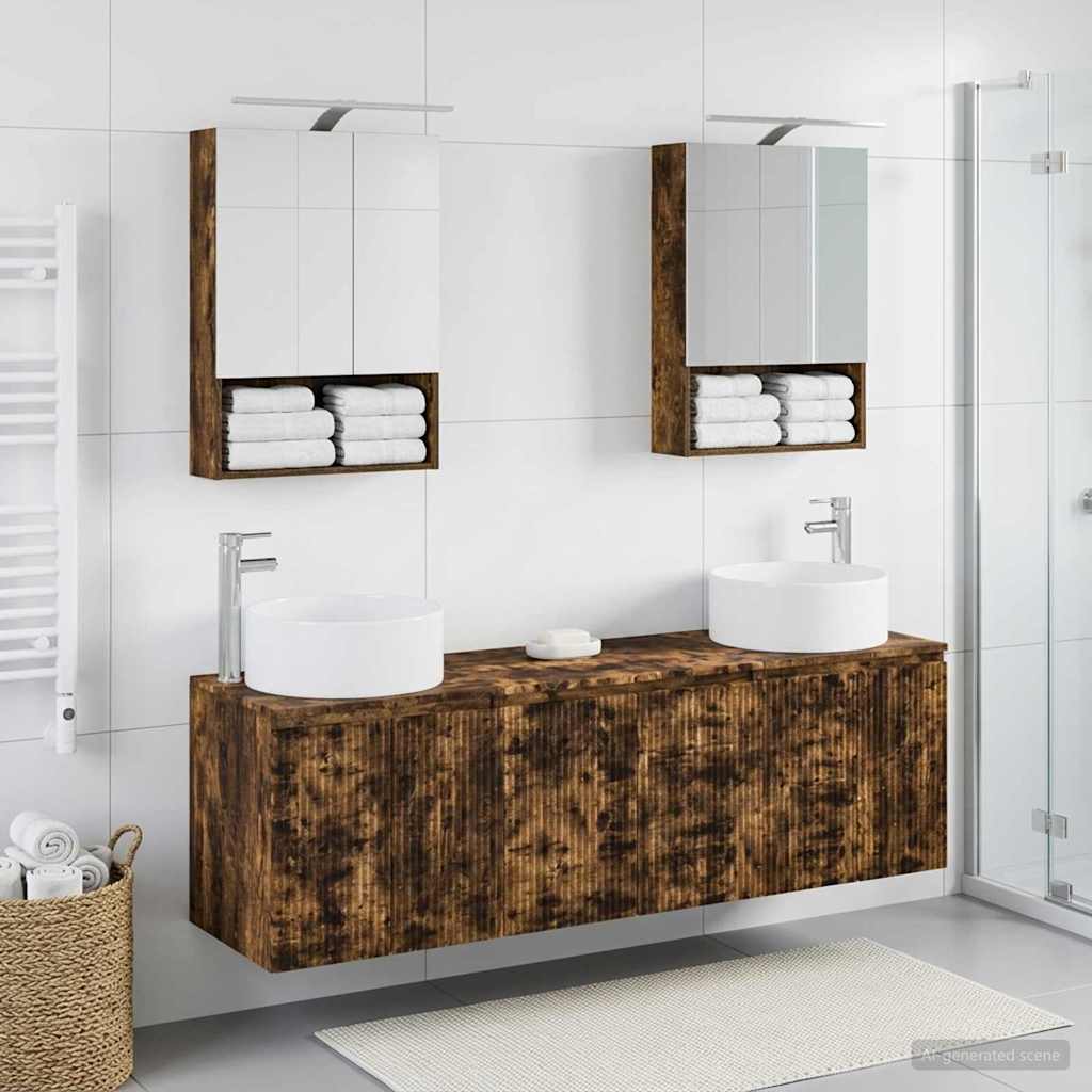 vidaXL Bathroom Cabinet Set 5 pcs Smoked Oak Engineered Wood 4