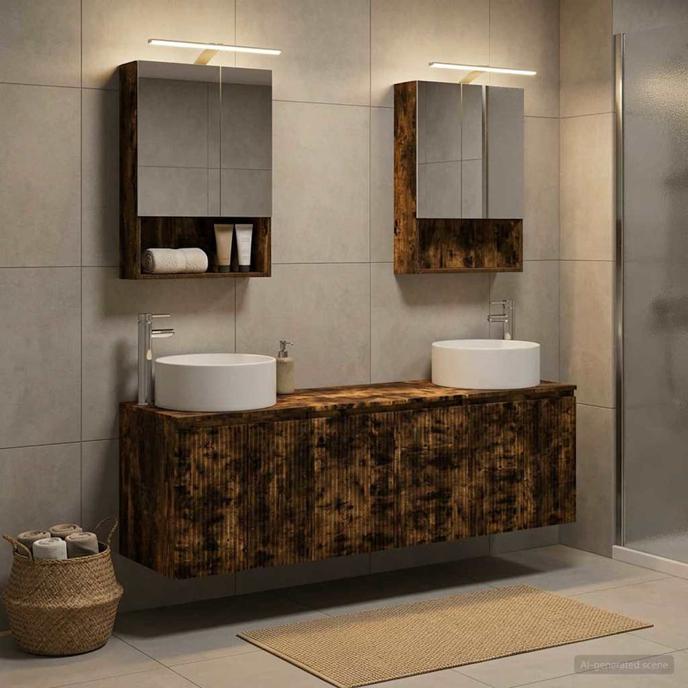 vidaXL Bathroom Cabinet Set 5 pcs Smoked Oak Engineered Wood