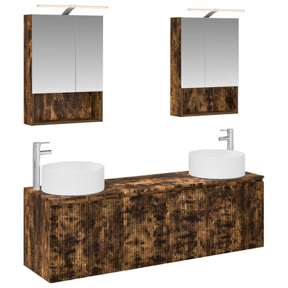 vidaXL Bathroom Cabinet Set 5 pcs Smoked Oak Engineered Wood 2