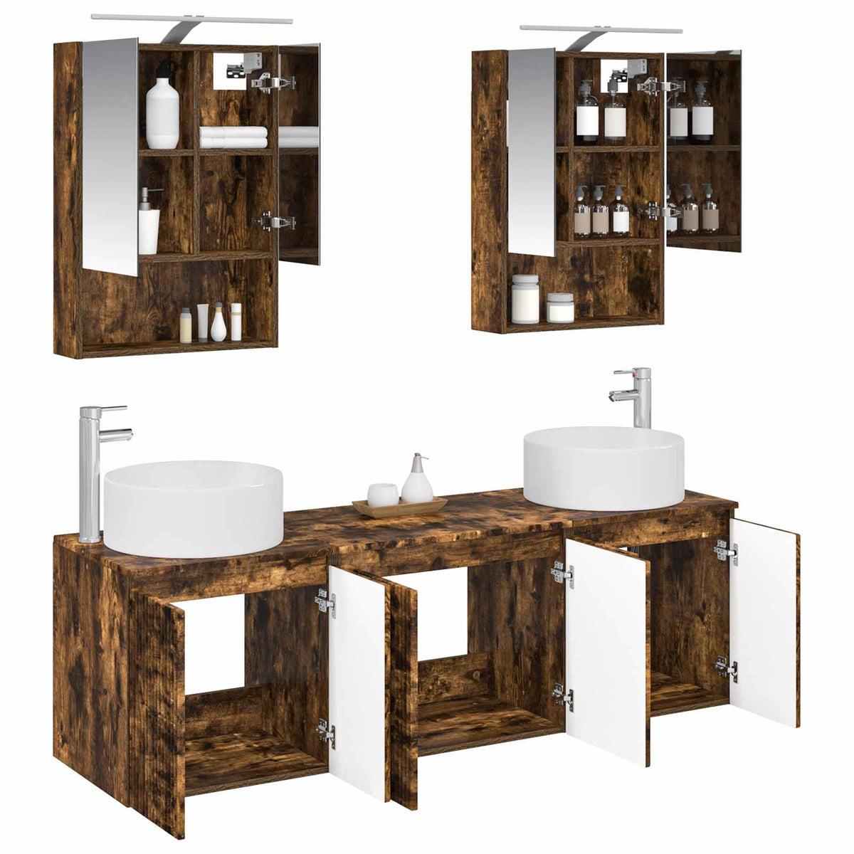 vidaXL Bathroom Cabinet Set 5 pcs Smoked Oak Engineered Wood 3