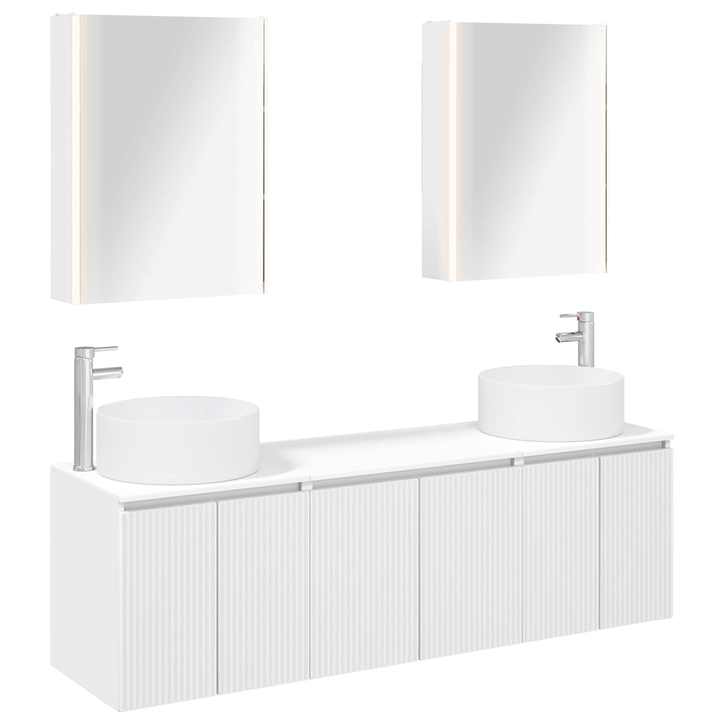 vidaXL Bathroom Cabinet Set 5 pcs White Engineered Wood 2