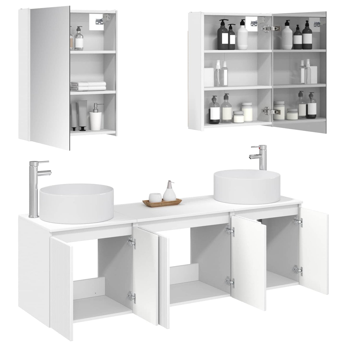 vidaXL Bathroom Cabinet Set 5 pcs White Engineered Wood 3