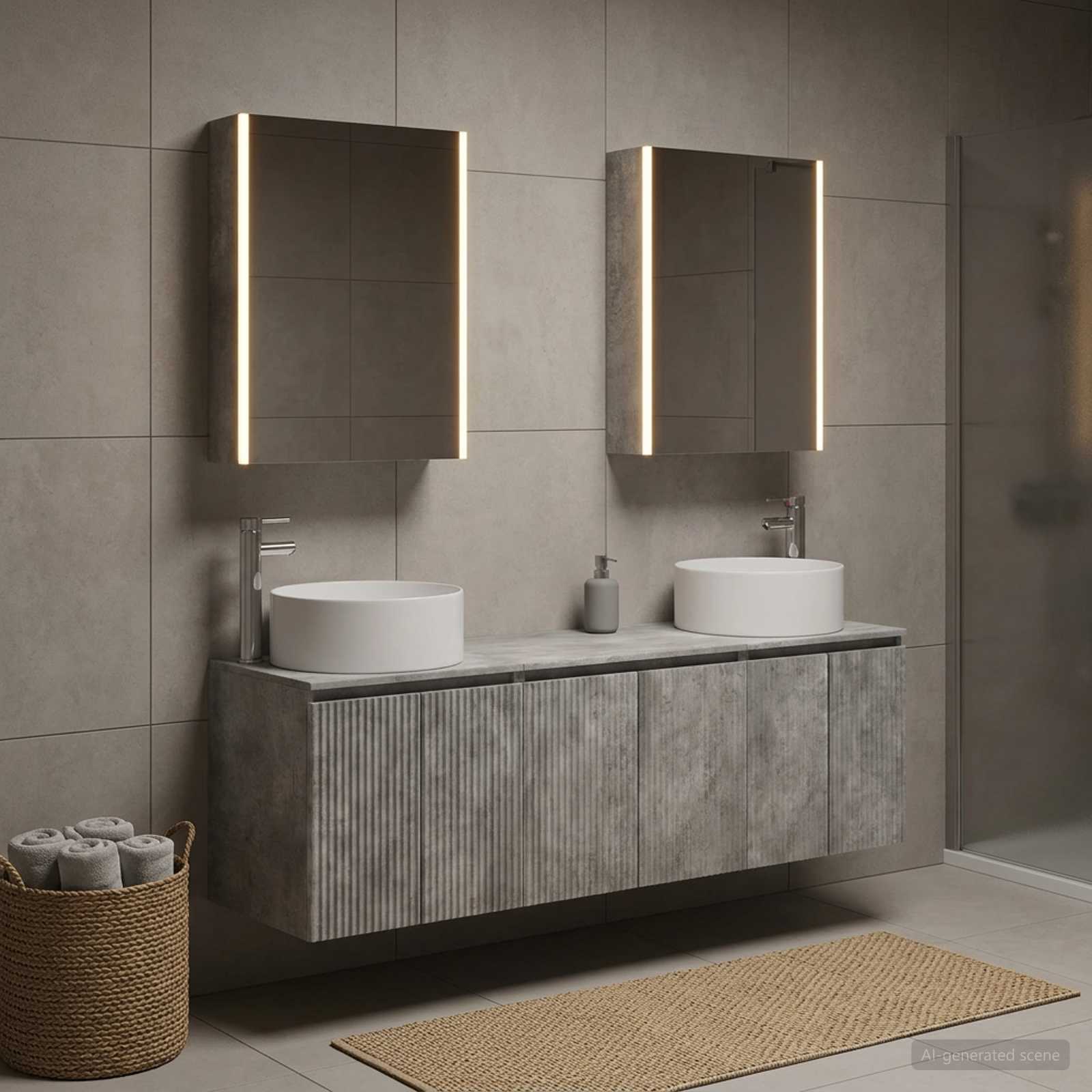 vidaXL Bathroom Cabinet Set 5 pcs Concrete Grey Engineered Wood 1