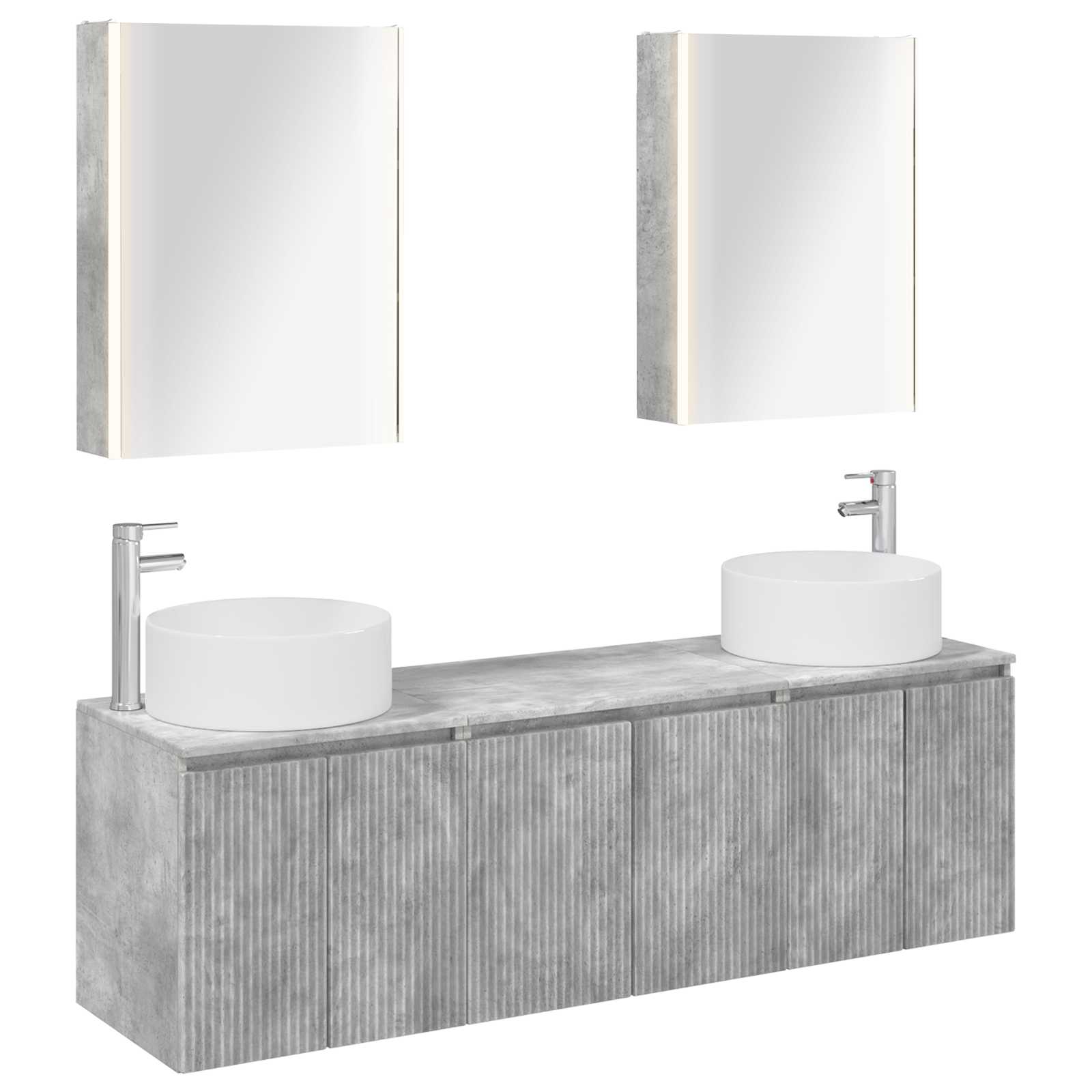 vidaXL Bathroom Cabinet Set 5 pcs Concrete Grey Engineered Wood 2