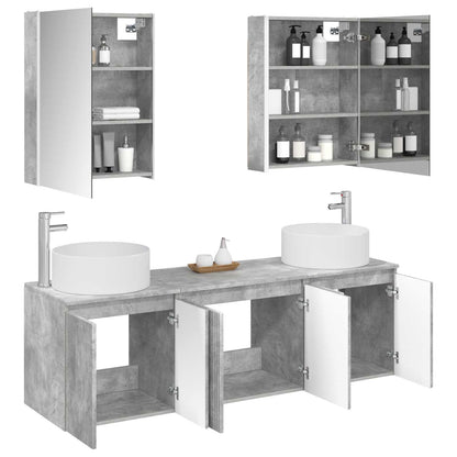 vidaXL Bathroom Cabinet Set 5 pcs Concrete Grey Engineered Wood 3