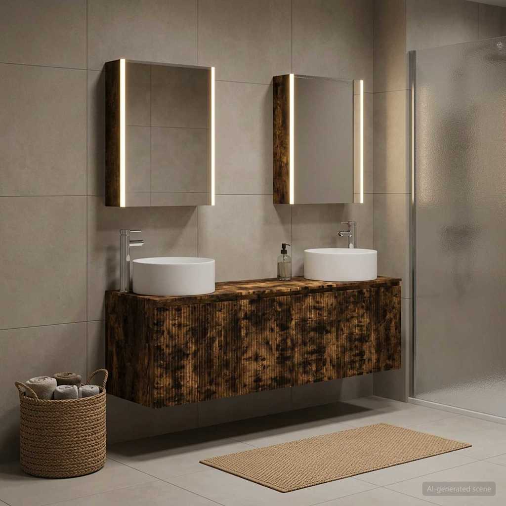vidaXL Bathroom Cabinet Set 5 pcs Smoked Oak Engineered Wood 1