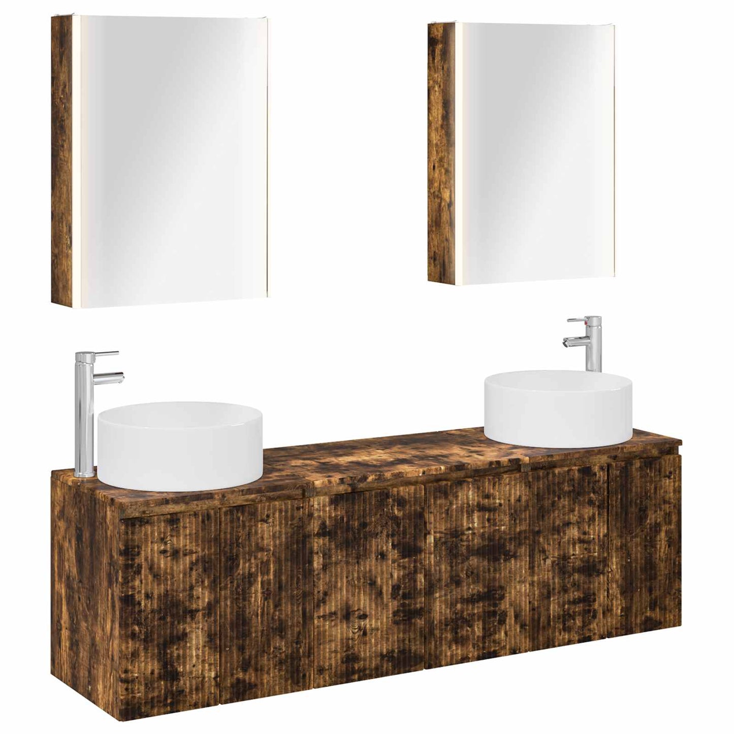 vidaXL Bathroom Cabinet Set 5 pcs Smoked Oak Engineered Wood 2