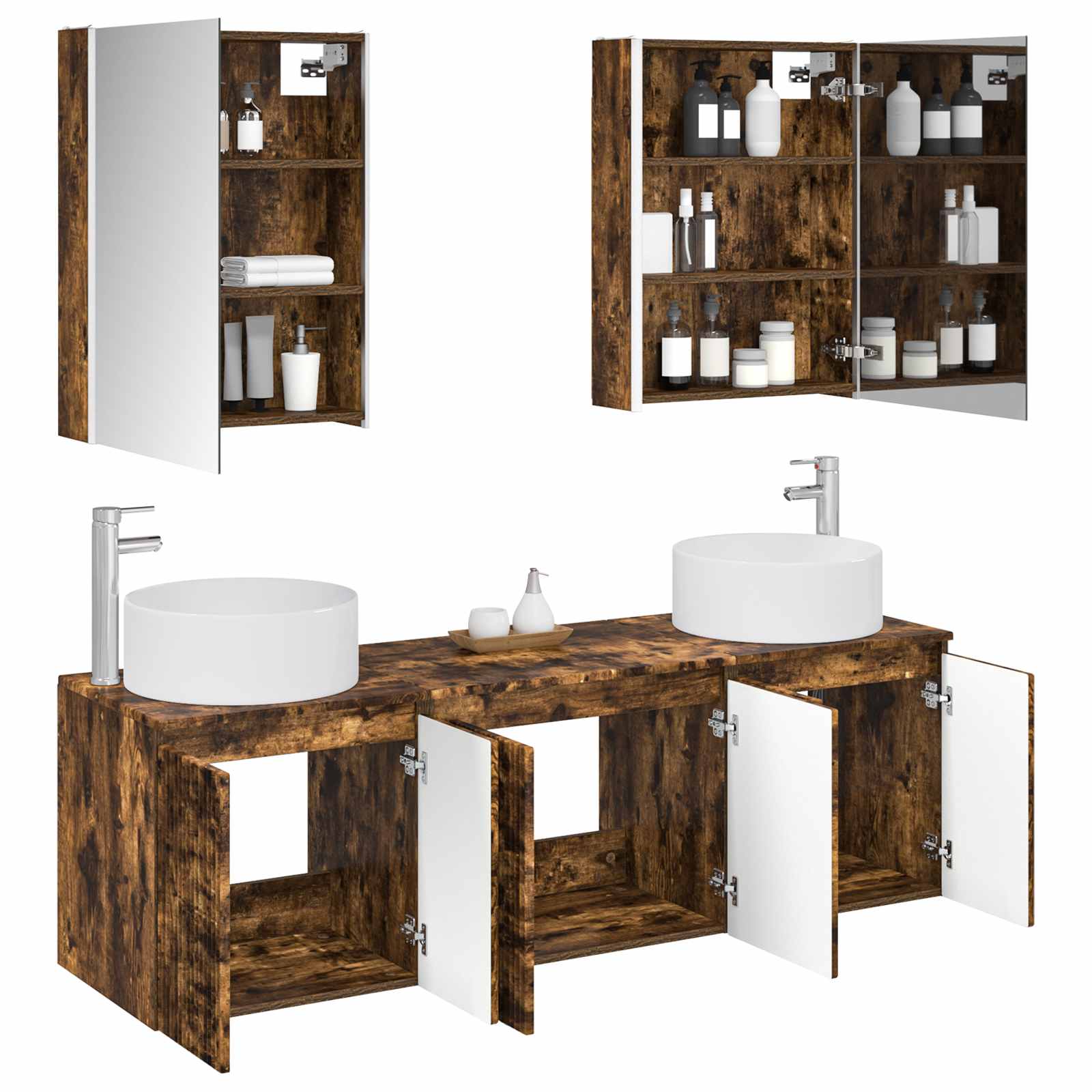 vidaXL Bathroom Cabinet Set 5 pcs Smoked Oak Engineered Wood 3