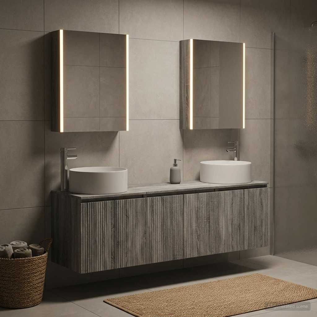 vidaXL Bathroom Cabinet Set 5 pcs Grey Sonoma Engineered Wood 4