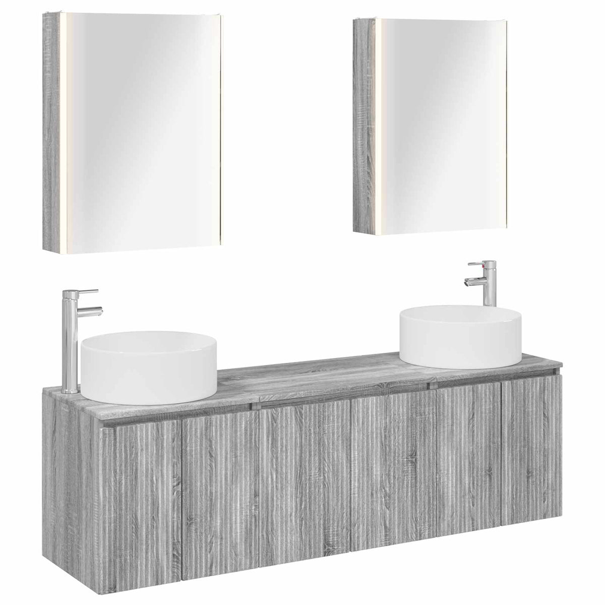 vidaXL Bathroom Cabinet Set 5 pcs Grey Sonoma Engineered Wood 2