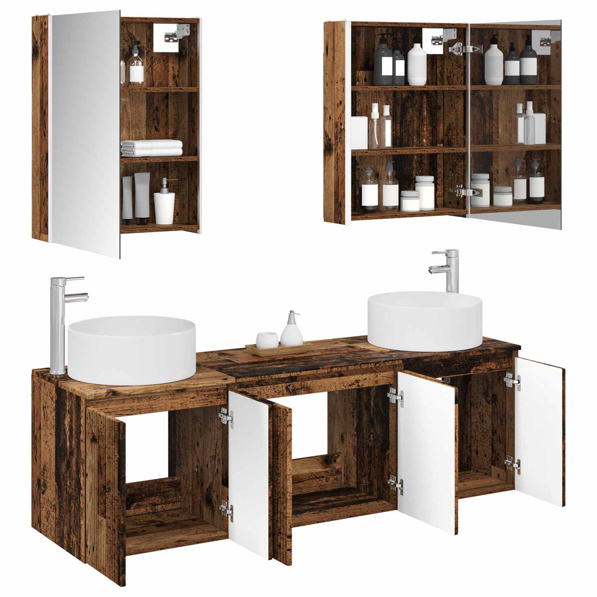 Bathroom Cabinet Set 5 pcs 53 x 15.5 x 70 cm Old wood