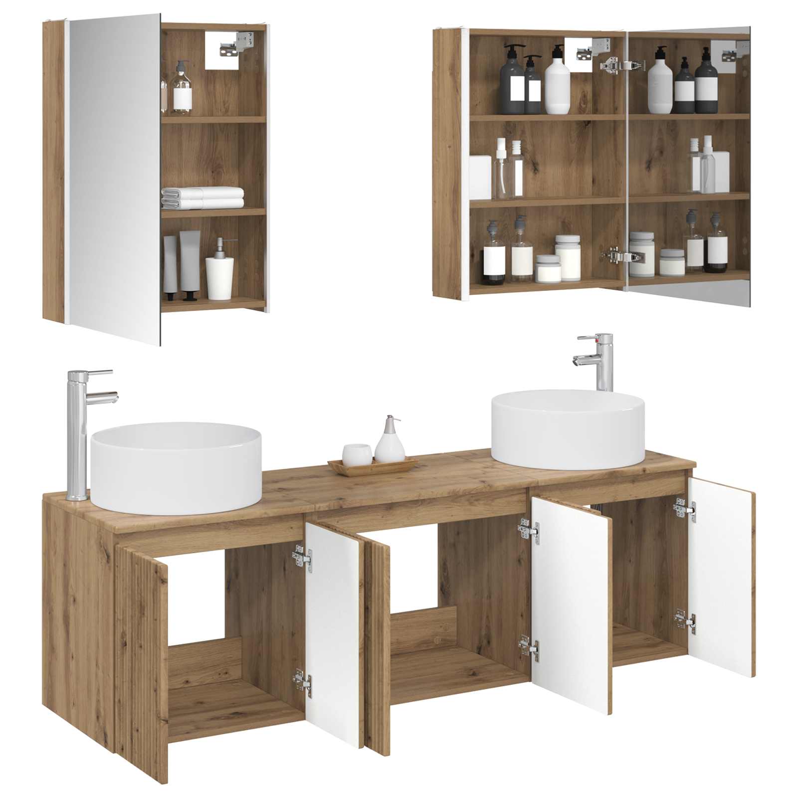 vidaXL Bathroom Cabinet Set 5 pcs Artisan Oak Engineered Wood 3