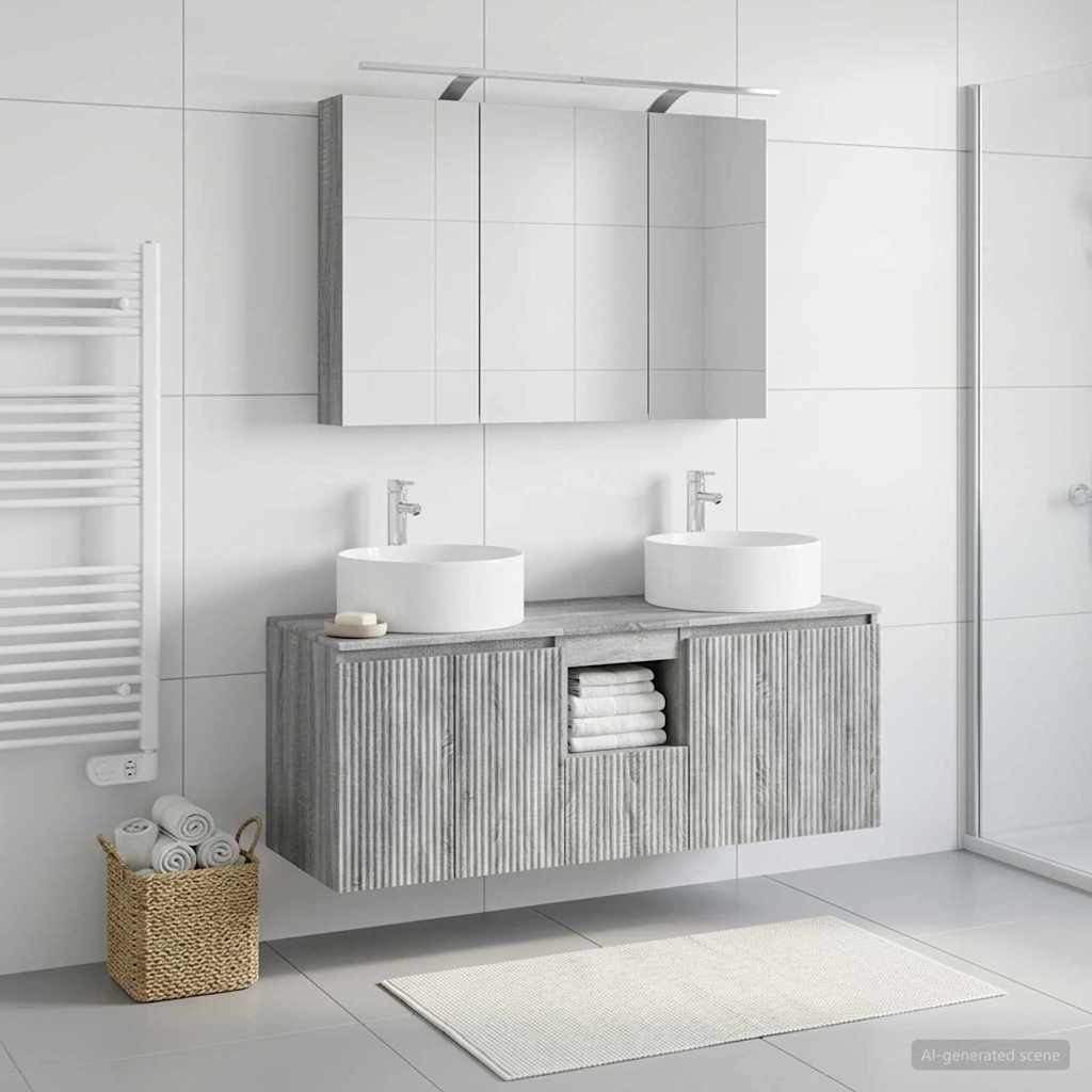 vidaXL Bathroom Cabinet Set 4 pcs Grey Sonoma Engineered Wood 1