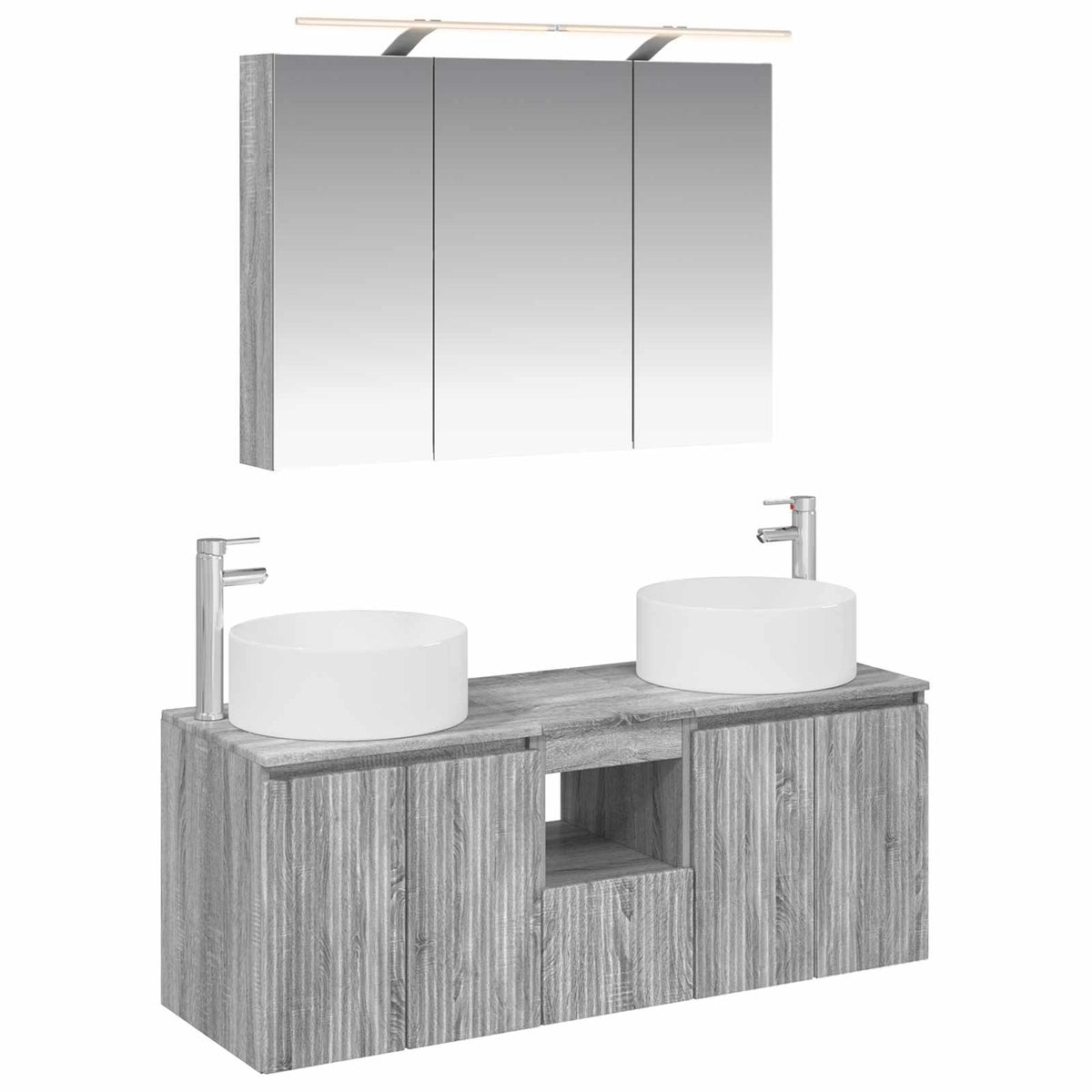 vidaXL Bathroom Cabinet Set 4 pcs Grey Sonoma Engineered Wood 2