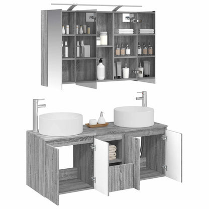 vidaXL Bathroom Cabinet Set 4 pcs Grey Sonoma Engineered Wood 3