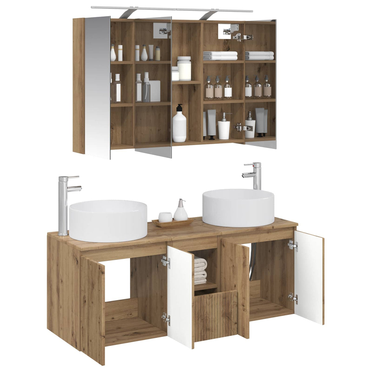 vidaXL Bathroom Cabinet Set 4 pcs Artisan Oak Engineered Wood 3