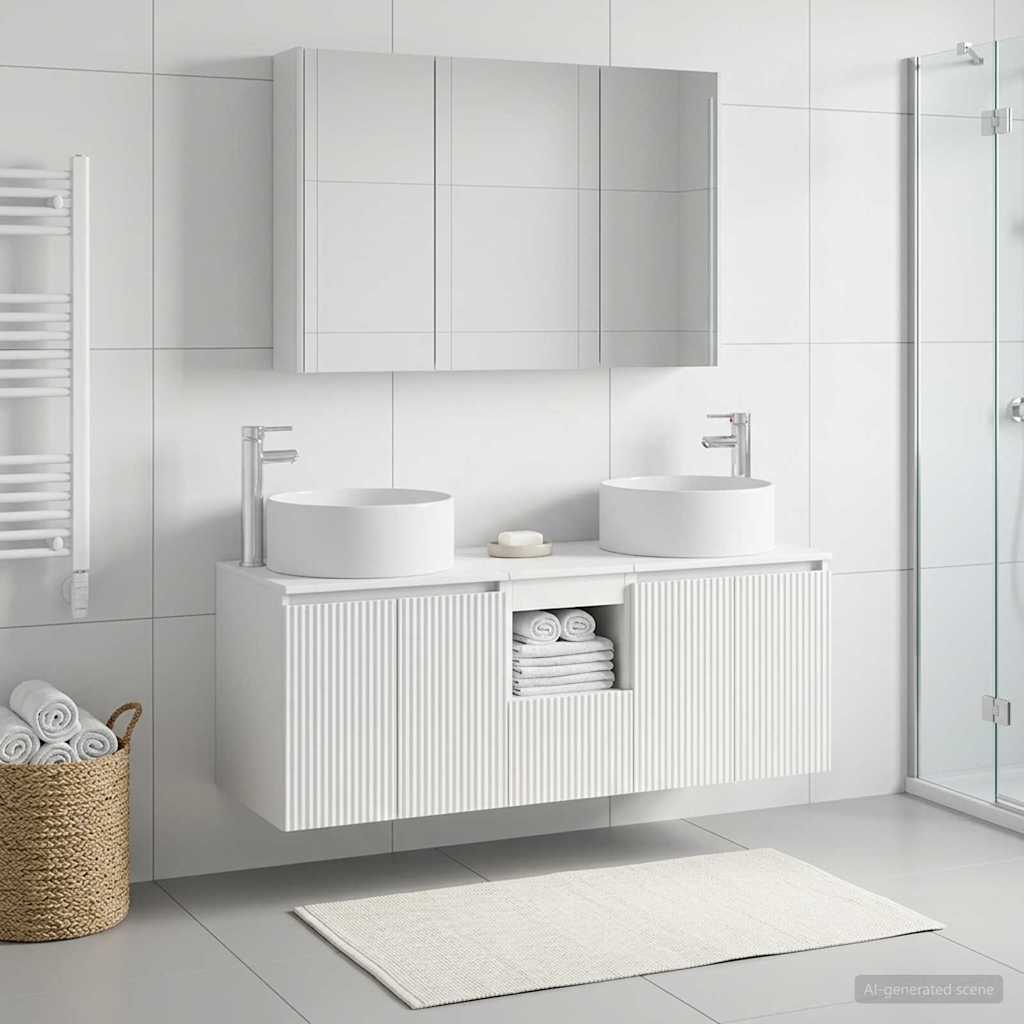 vidaXL Bathroom Cabinet Set 4 pcs White Engineered Wood 1