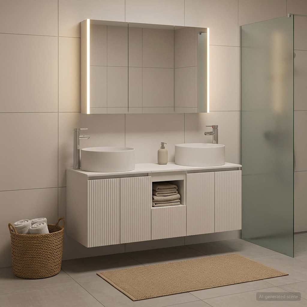 vidaXL Bathroom Cabinet Set 4 pcs White Engineered Wood 4