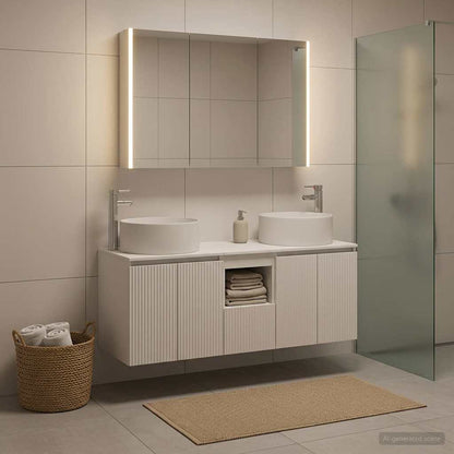 vidaXL Bathroom Cabinet Set 4 pcs White Engineered Wood 4