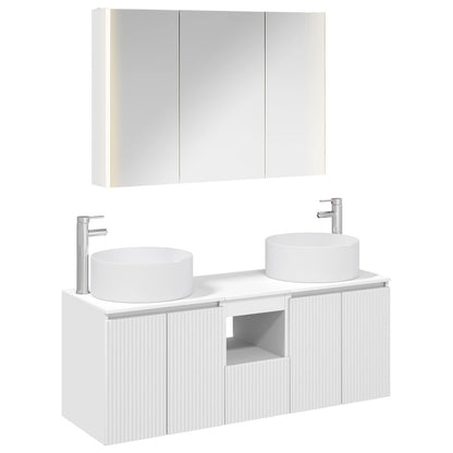 vidaXL Bathroom Cabinet Set 4 pcs White Engineered Wood 2