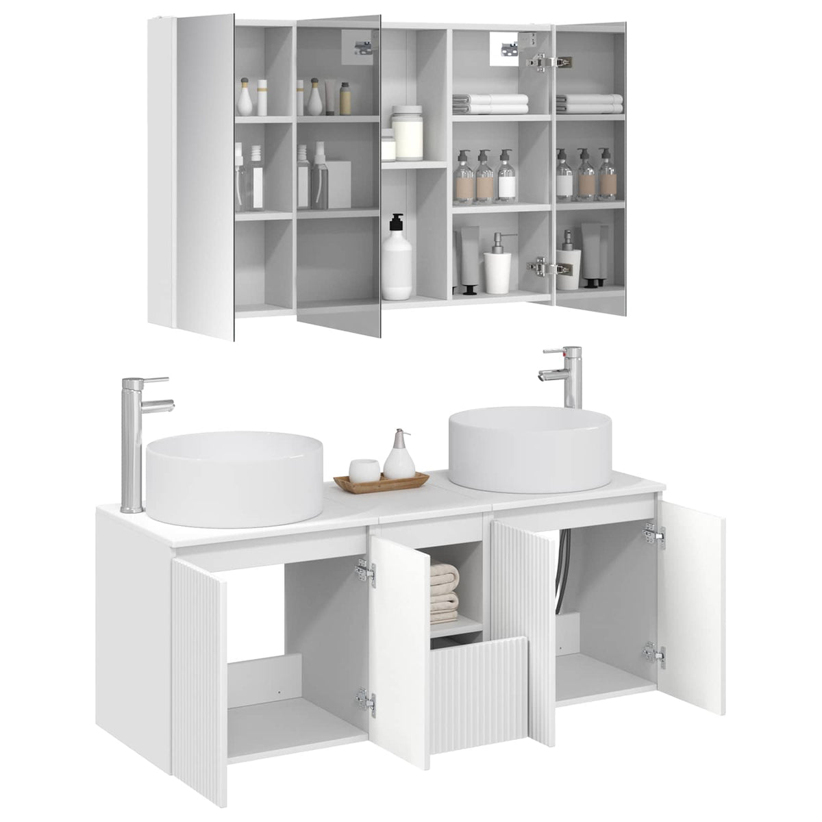 Bathroom Cabinet Set 4 pcs 103.5 x 15.5 x 70 cm White