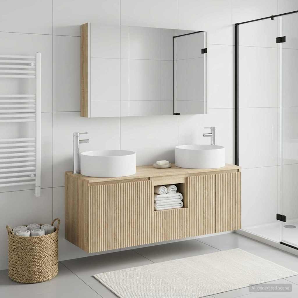 vidaXL Bathroom Cabinet Set 4 pcs Sonoma Oak Engineered Wood 4