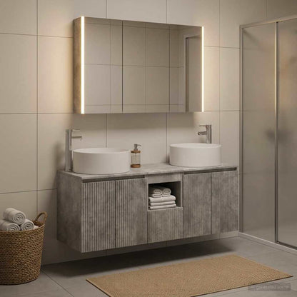 Bathroom Cabinet Set 4 pcs 103.5 x 15.5 x 70 cm Concrete grey