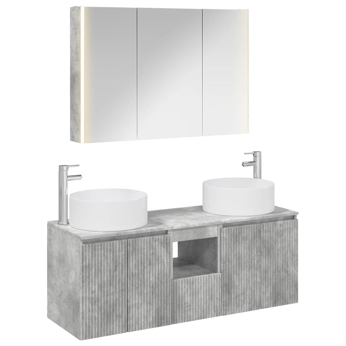 Bathroom Cabinet Set 4 pcs 103.5 x 15.5 x 70 cm Concrete grey