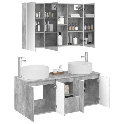 Bathroom Cabinet Set 4 pcs 103.5 x 15.5 x 70 cm Concrete grey