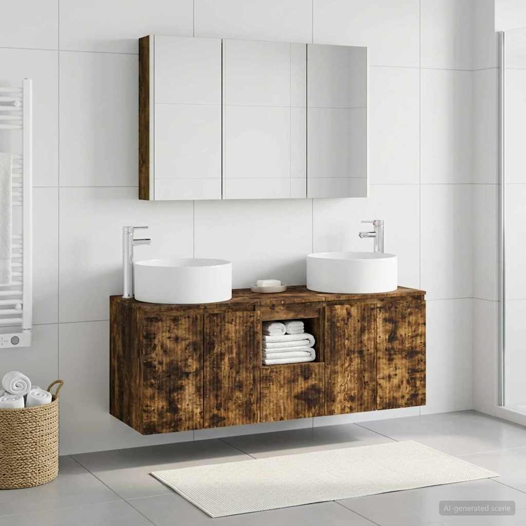 vidaXL Bathroom Cabinet Set 4 pcs Smoked Oak Engineered Wood 1