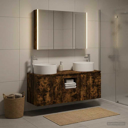 vidaXL Bathroom Cabinet Set 4 pcs Smoked Oak Engineered Wood 4