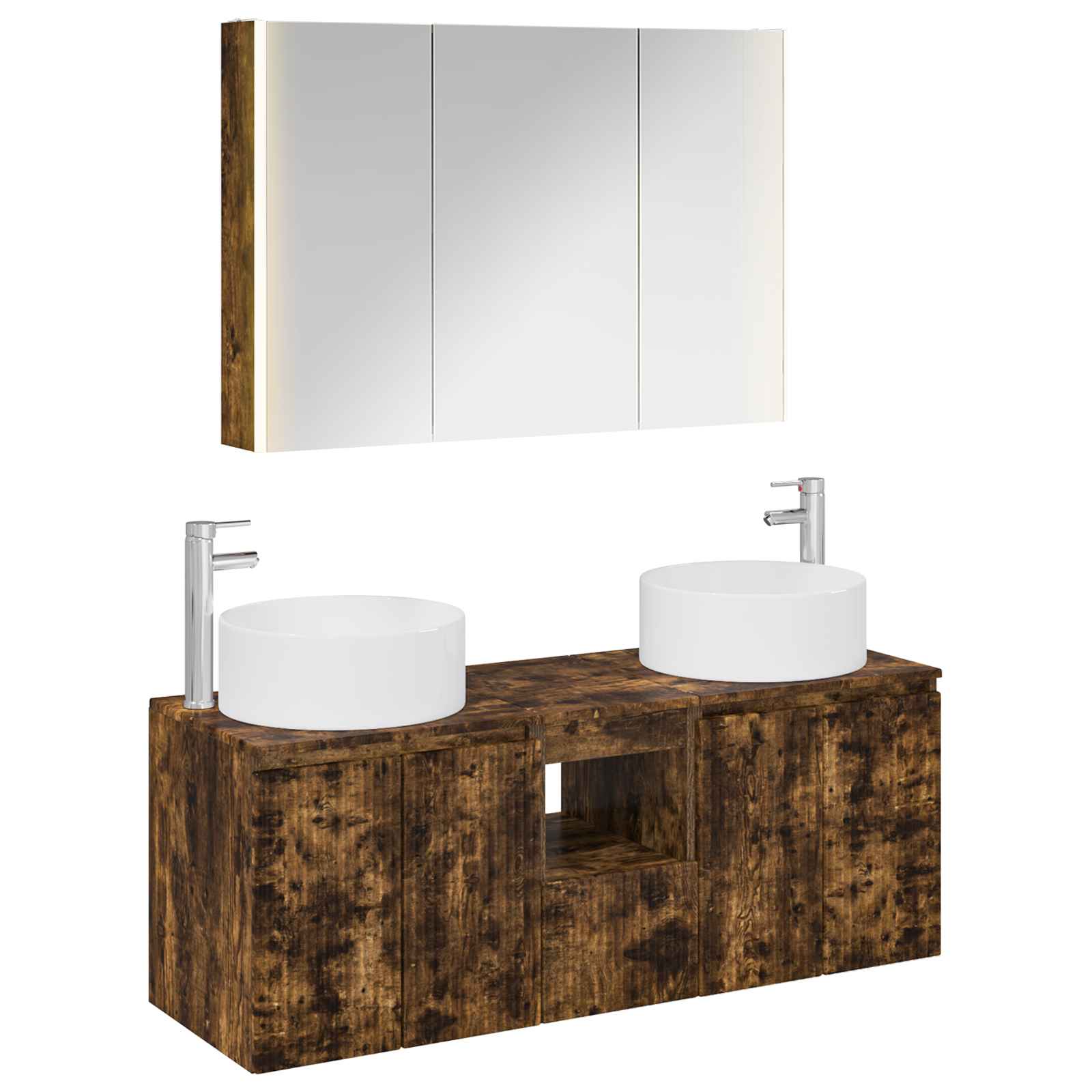 vidaXL Bathroom Cabinet Set 4 pcs Smoked Oak Engineered Wood 2