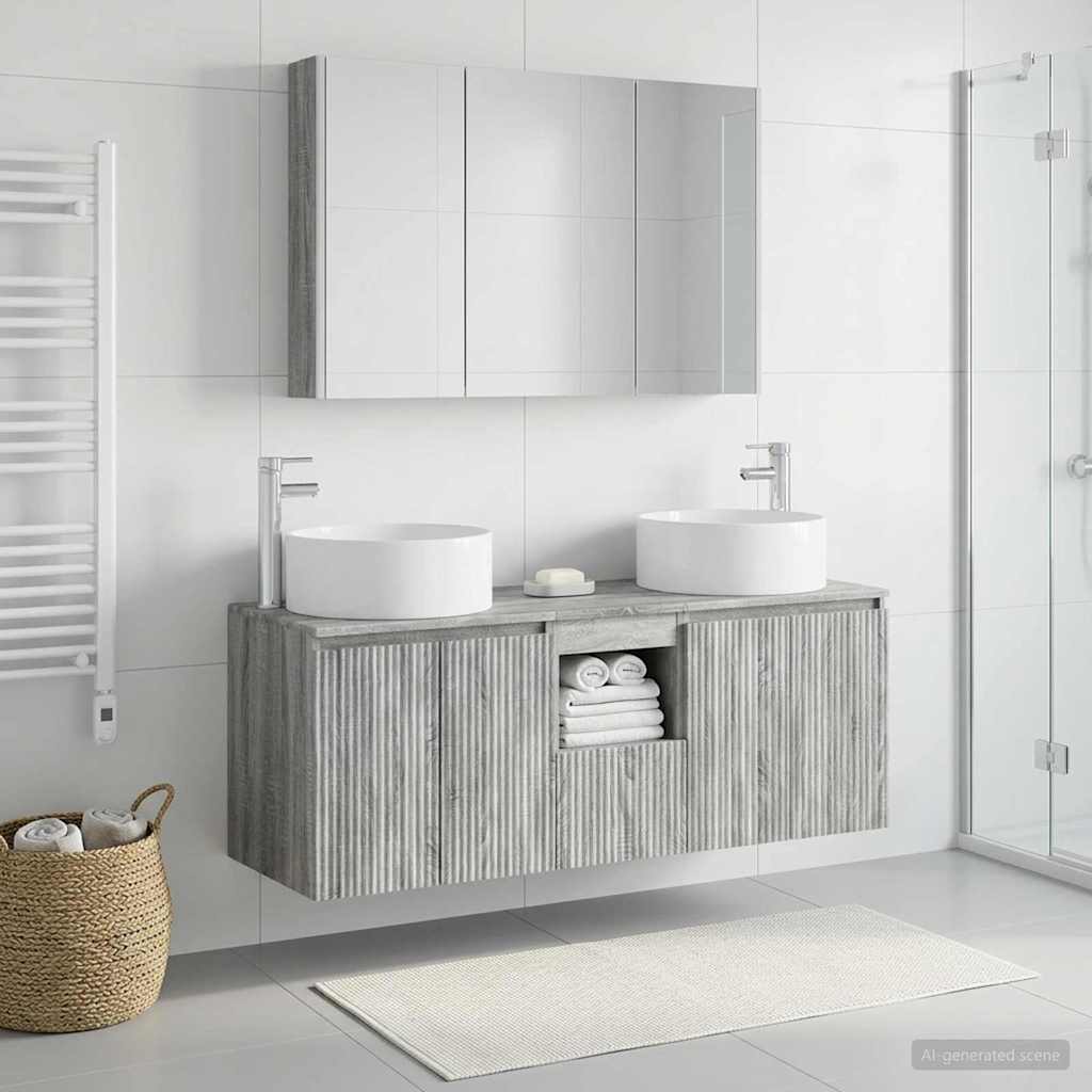 vidaXL Bathroom Cabinet Set 4 pcs Grey Sonoma Engineered Wood 1
