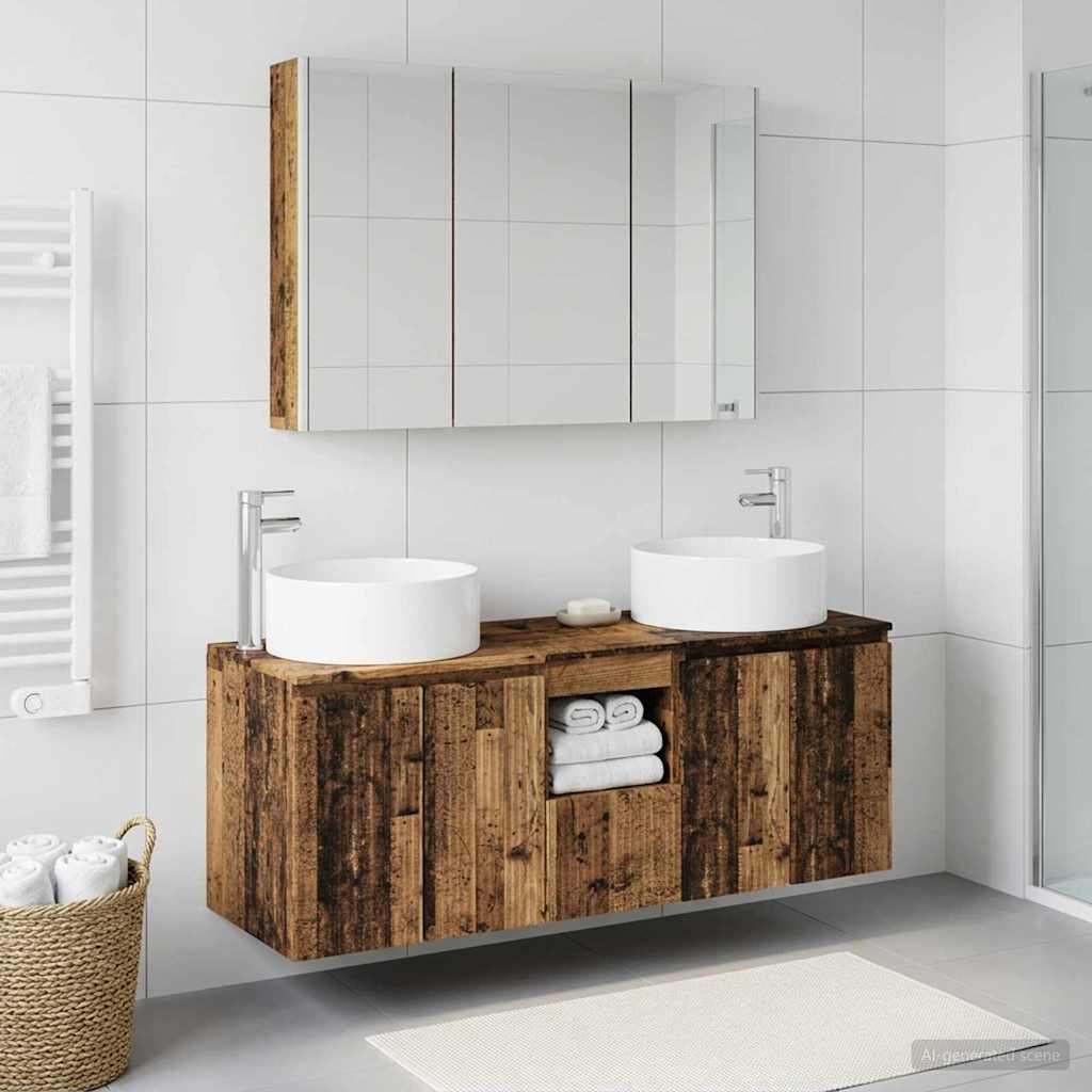 Bathroom Cabinet Set 4 pcs 103.5 x 15.5 x 70 cm Old wood