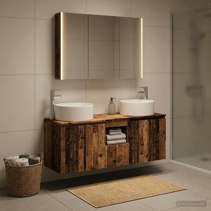 vidaXL Bathroom Cabinet Set 4 pcs Old Wood Engineered Wood 4