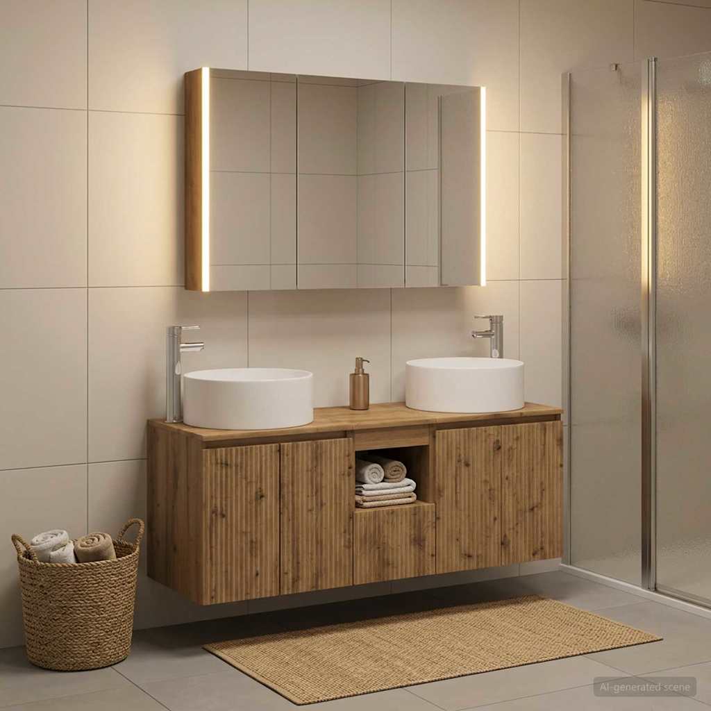 vidaXL Bathroom Cabinet Set 4 pcs Artisan Oak Engineered Wood 4