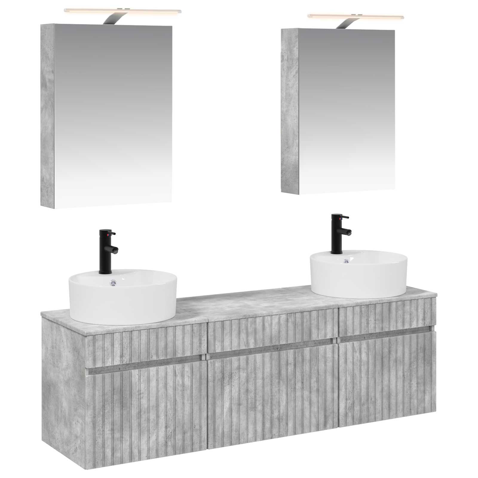 vidaXL Bathroom Cabinet Set 5 pcs Concrete Grey Engineered Wood 2