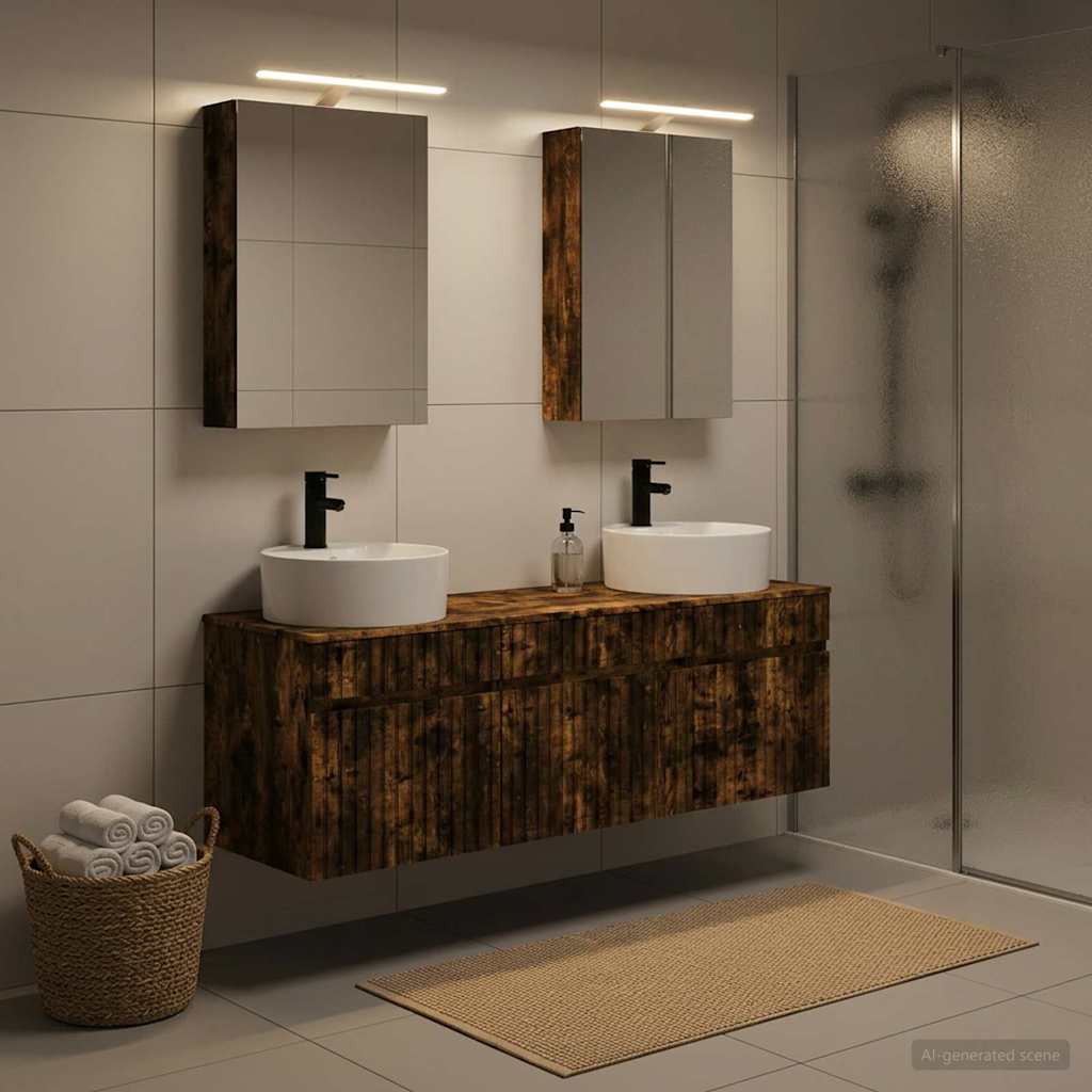 vidaXL Bathroom Cabinet Set 5 pcs Smoked Oak Engineered Wood 4