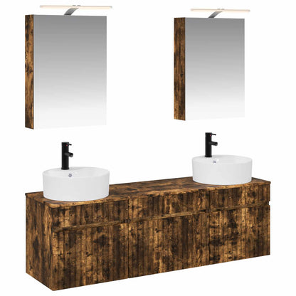 vidaXL Bathroom Cabinet Set 5 pcs Smoked Oak Engineered Wood 2