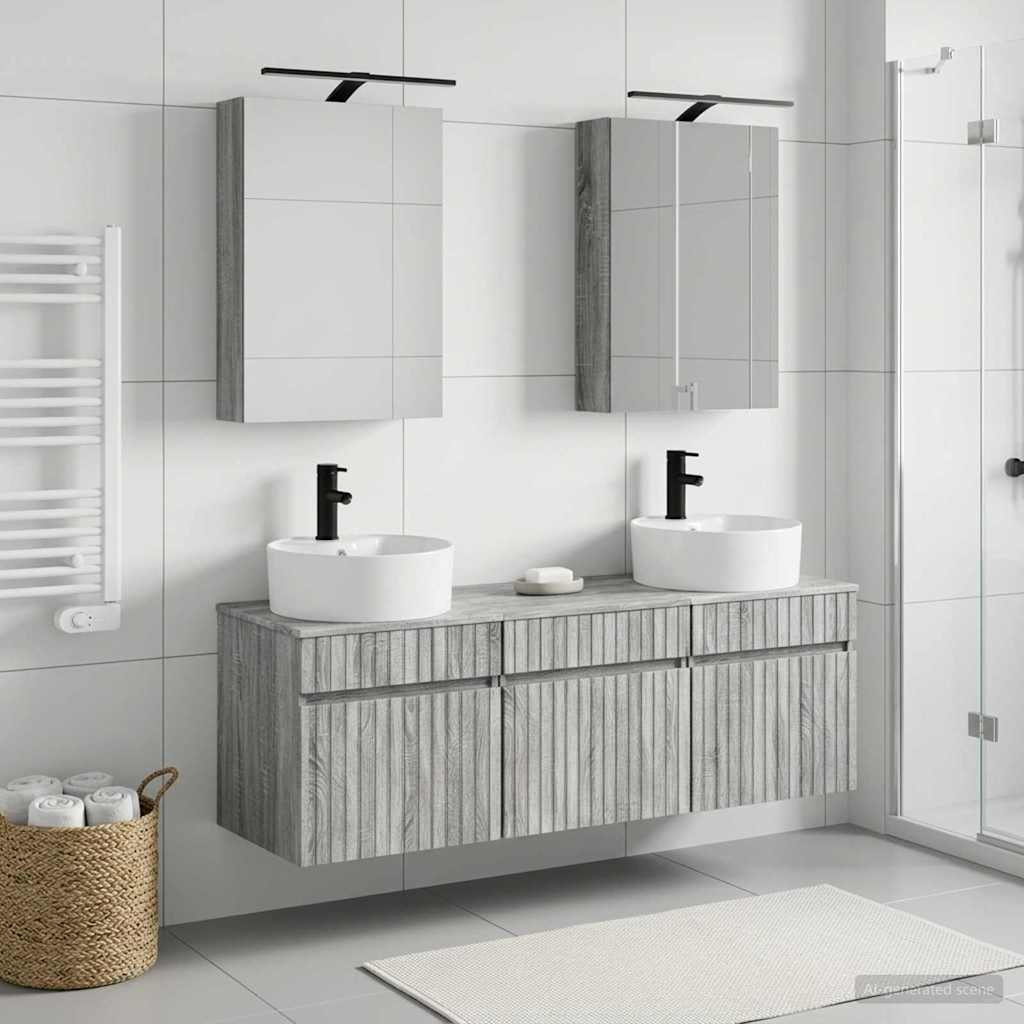 vidaXL Bathroom Cabinet Set 5 pcs Grey Sonoma Engineered Wood 4