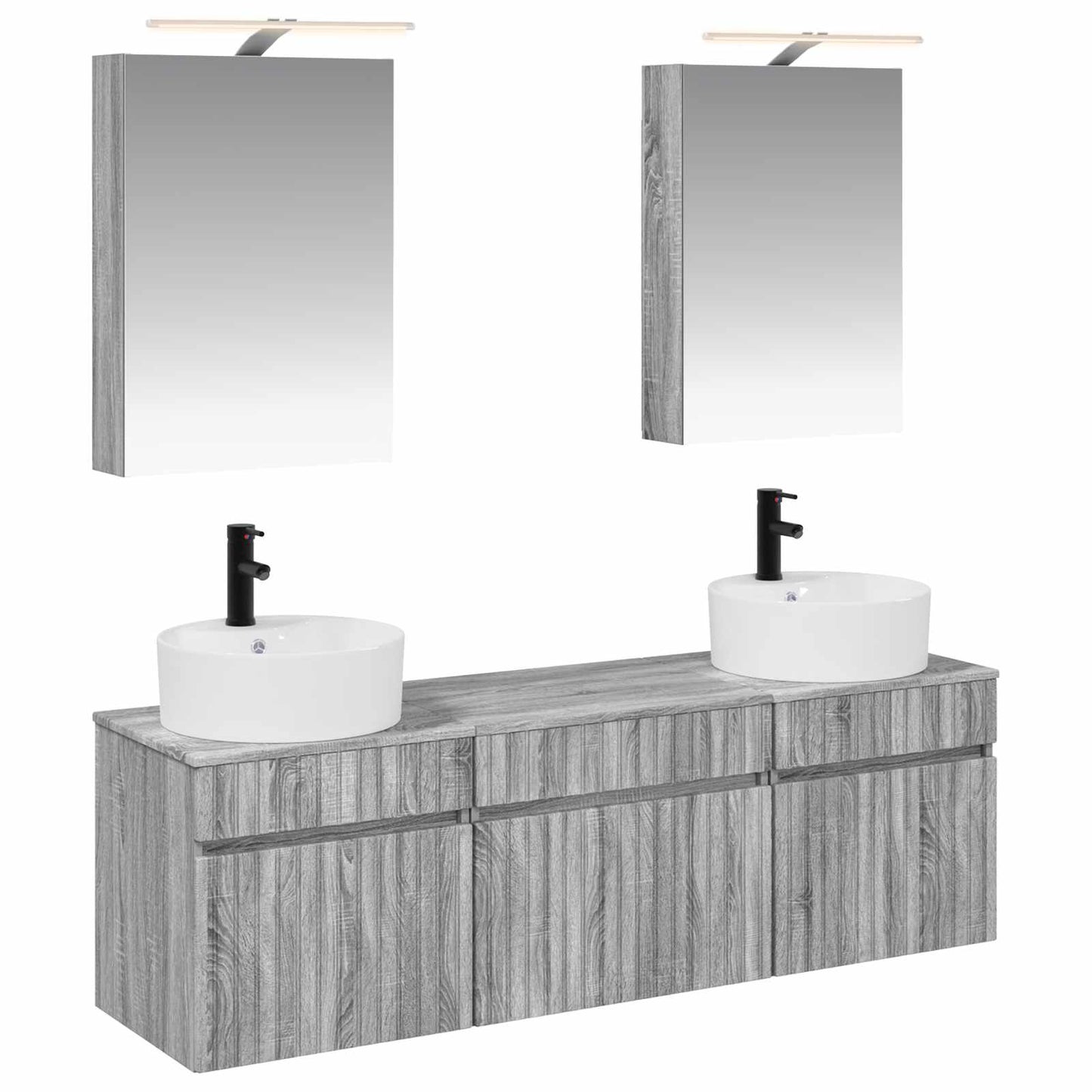 vidaXL Bathroom Cabinet Set 5 pcs Grey Sonoma Engineered Wood 2