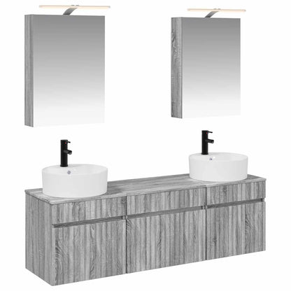 vidaXL Bathroom Cabinet Set 5 pcs Grey Sonoma Engineered Wood 2