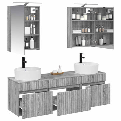 vidaXL Bathroom Cabinet Set 5 pcs Grey Sonoma Engineered Wood 3