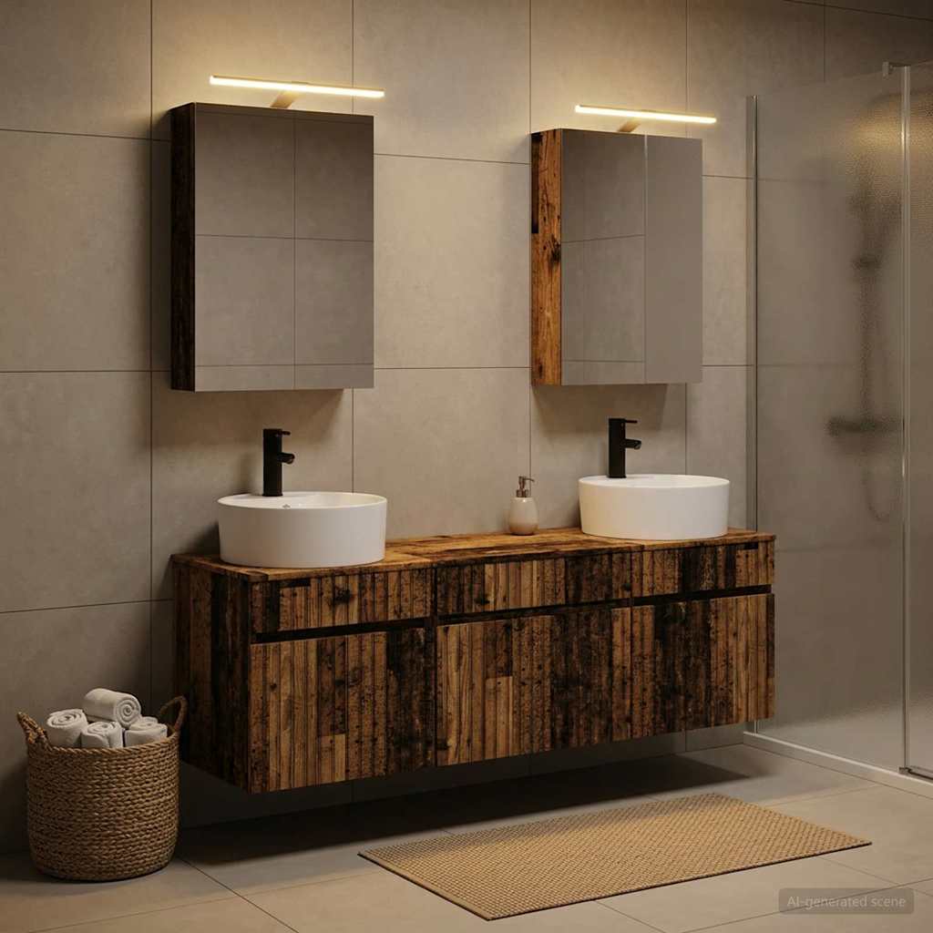 vidaXL Bathroom Cabinet Set 5 pcs Old Wood Engineered Wood 4