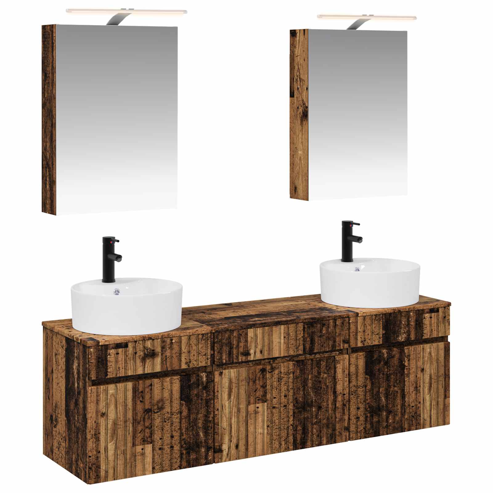 vidaXL Bathroom Cabinet Set 5 pcs Old Wood Engineered Wood 2